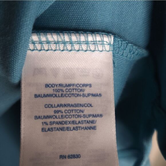 Lands'End L TraditionalFit 100%Cotton MadeinPeru Shrtslvs AquaBlueMen'sPoloShirt - Picture 7 of 8